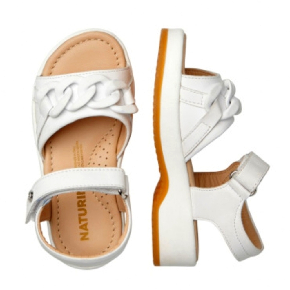 Naturino Porgy Leather Sandals White Little Kid Size 12